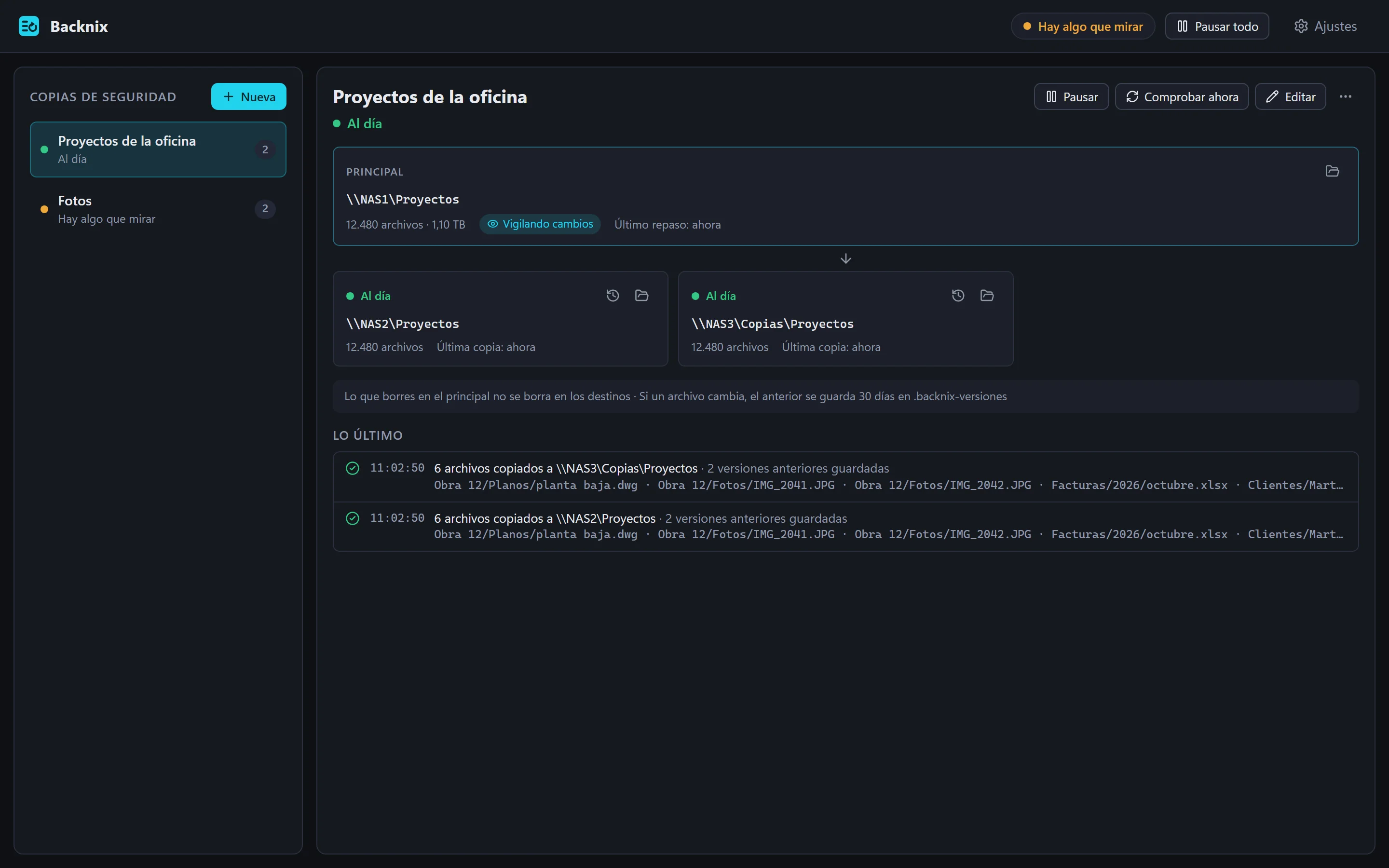 Una copia de seguridad, al día en dos NAS